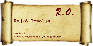 Rajkó Orsolya névjegykártya